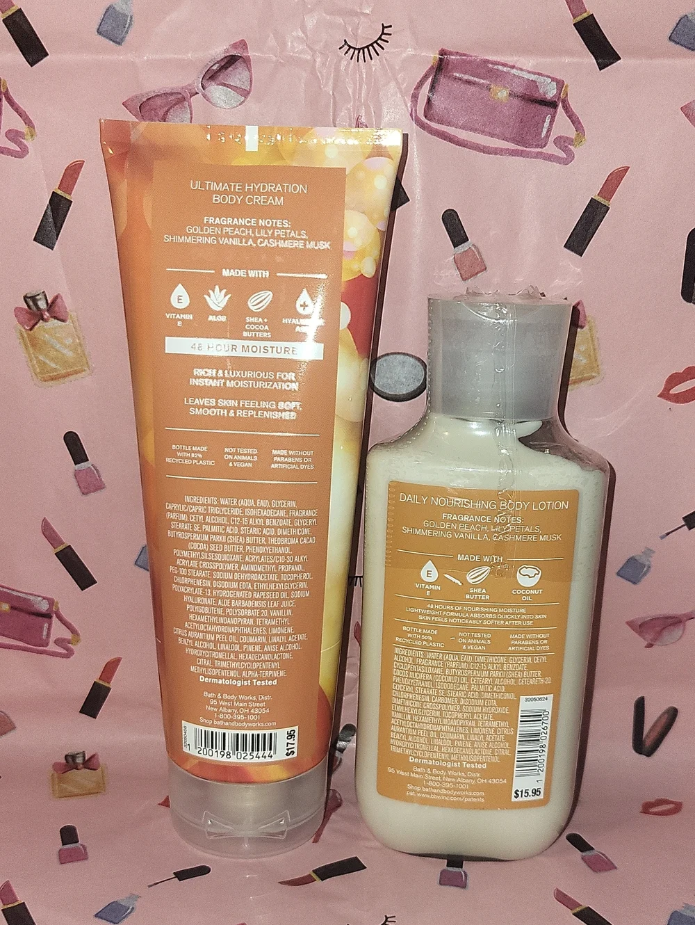 Bath & Body Works 2 Pc. Cashmere Glow Set Body Cream & Body Lotion FS NEW Sealed